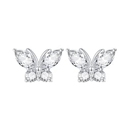S925 Silver Plated Butterfly Flower Bee Tulip Ring Purple Bracelet Necklace Charms Enamel Inlaid Gem Beads Gift Fashion Jewelry