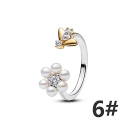 S925 Silver Plated Butterfly Flower Bee Tulip Ring Purple Bracelet Necklace Charms Enamel Inlaid Gem Beads Gift Fashion Jewelry