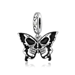S925 Silver Plated Butterfly Flower Bee Tulip Ring Purple Bracelet Necklace Charms Enamel Inlaid Gem Beads Gift Fashion Jewelry