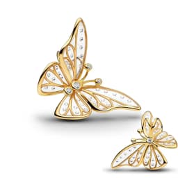 S925 Silver Plated Butterfly Flower Bee Tulip Ring Purple Bracelet Necklace Charms Enamel Inlaid Gem Beads Gift Fashion Jewelry