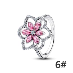 S925 Silver Plated Butterfly Flower Bee Tulip Ring Purple Bracelet Necklace Charms Enamel Inlaid Gem Beads Gift Fashion Jewelry