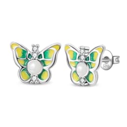S925 Silver Plated Butterfly Flower Bee Tulip Ring Purple Bracelet Necklace Charms Enamel Inlaid Gem Beads Gift Fashion Jewelry