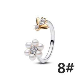 S925 Silver Plated Butterfly Flower Bee Tulip Ring Purple Bracelet Necklace Charms Enamel Inlaid Gem Beads Gift Fashion Jewelry