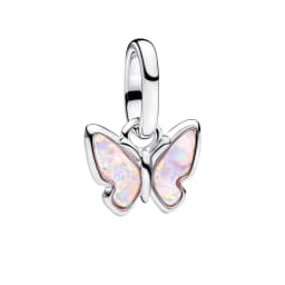 S925 Silver Plated Butterfly Flower Bee Tulip Ring Purple Bracelet Necklace Charms Enamel Inlaid Gem Beads Gift Fashion Jewelry