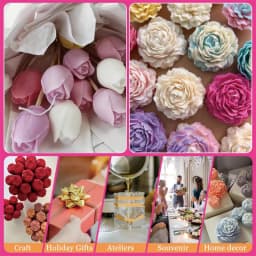 6Floral Bouquet Silicone Candle Mold Set - Peony、Rose、Heart-shaped flower&Rosebud | DIYResin、Candle&Soap mold,Suitable for handm