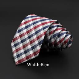 Casual 7cm Plaid Ties For Men Skinny Red Blue Tie Fashion Polyester Strip Necktie Business Slim Shirt Accessories Gift Cravate
