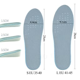 Invisible EVA Ultra Thin Height Increase Insoles with Breathable Comfortable Polyester Bottom Shoe Insole Height 1-3.5cm Unisex