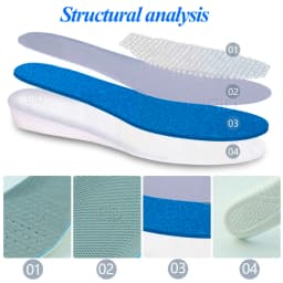 Invisible EVA Ultra Thin Height Increase Insoles with Breathable Comfortable Polyester Bottom Shoe Insole Height 1-3.5cm Unisex