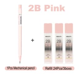 Deli Mechanical Pencil 2.0mm Lead HB 2B Sketch Writing Automatic Pencil Refills for Kids Stationery with Sharpener Pencil