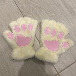 New Winter Gloves Women Bear Plush Cat Paw Claw Gloves Cute Kitten Fingerless Mittens Christmas Halloween for Girls Gift Gloves