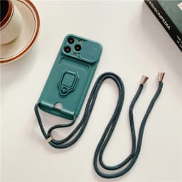 Crossbody Lanyard Silicone Ring Holder Card Wallet Case For iPhone 17 16 15 13 11 12 14 Pro Max XS XR 8 Plus Slide Camera Cover