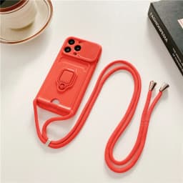 Crossbody Lanyard Silicone Ring Holder Card Wallet Case For iPhone 17 16 15 13 11 12 14 Pro Max XS XR 8 Plus Slide Camera Cover