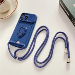 Crossbody Lanyard Silicone Ring Holder Card Wallet Case For iPhone 17 16 15 13 11 12 14 Pro Max XS XR 8 Plus Slide Camera Cover