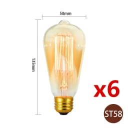 6pcs/lot Retro Edison Bulb C35 T45 ST64 G80 G95 A60 Filament Light 40W E27 Vintage Ampoule Incandescent Lamp Decorative Lights