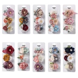 3Pcs/Set Artificial Flower Baby Girl Hair Clips Pearl Chiffon Newborn Hairgrips Photography Props Hairpins Hair Accessories