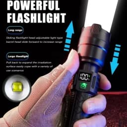 Ultra Bright LED Flashlight 1500LM Type-C Rechargeable Long Range Zoom Tactical Torch Outdoor Emergency Camping Fishing Lantern