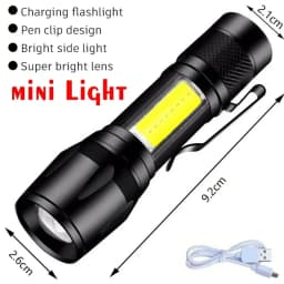 Ultra Bright LED Flashlight 1500LM Type-C Rechargeable Long Range Zoom Tactical Torch Outdoor Emergency Camping Fishing Lantern