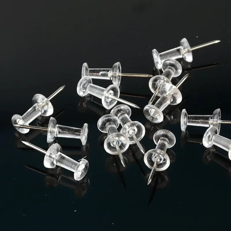 50PCS Push Pins Clear Multicolor Plastic Head Thumb Tacks For Bulletin Board Corkboard Office Photo DIY Craft Projects