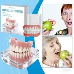 New Fake Teeth Dentures Full Set Natural Upper Lower Silicone Braces Instant Confident Smile Veneers For Men Women Oral Care