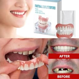 New Fake Teeth Dentures Full Set Natural Upper Lower Silicone Braces Instant Confident Smile Veneers For Men Women Oral Care