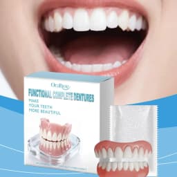New Fake Teeth Dentures Full Set Natural Upper Lower Silicone Braces Instant Confident Smile Veneers For Men Women Oral Care