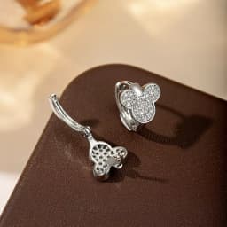 Gold Plated Mickey Mouse Hoop Earrings Paved CZ Cute Cartoon Huggie Earrings for Women Girls Fashion Jewelry Gift