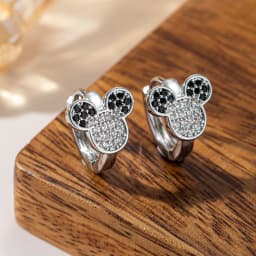 Gold Plated Mickey Mouse Hoop Earrings Paved CZ Cute Cartoon Huggie Earrings for Women Girls Fashion Jewelry Gift