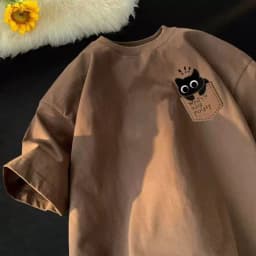 2026 Summer Fun Cartoon Retro American Vintage Casual Couple Loose Sleeve Japanese-Korean Style Short-Sleeved T-Shirt