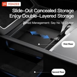 YZ For Tesla Model 3 Highland Y YL Juniper Center Console Storage Box ABS Silicone With Non‑Slip Mat Rear Armrest Car Accessorie