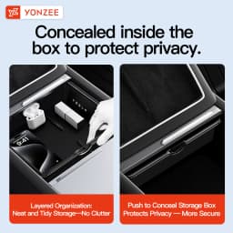 YZ For Tesla Model 3 Highland Y YL Juniper Center Console Storage Box ABS Silicone With Non‑Slip Mat Rear Armrest Car Accessorie