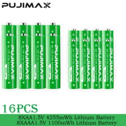 PUJIMAX Rechargeable Li-ion Battery 1.5V AA 4255mWh AAA 1100mWh+Charger for Clock Radio Video Game Digital Camera AA AAA Battery