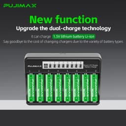 PUJIMAX Rechargeable Li-ion Battery 1.5V AA 4255mWh AAA 1100mWh+Charger for Clock Radio Video Game Digital Camera AA AAA Battery