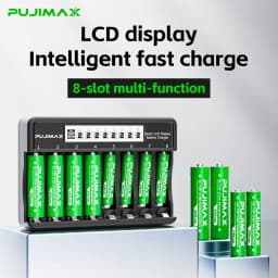 PUJIMAX Rechargeable Li-ion Battery 1.5V AA 4255mWh AAA 1100mWh+Charger for Clock Radio Video Game Digital Camera AA AAA Battery