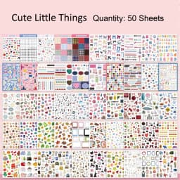 50 Sheets Retro Cartoon Sticker Book Paper Aesthetic Decals for Journaling Scrapbooking Laptop Water Bottle Planner Accessories