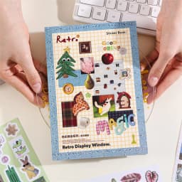 50 Sheets Retro Cartoon Sticker Book Paper Aesthetic Decals for Journaling Scrapbooking Laptop Water Bottle Planner Accessories
