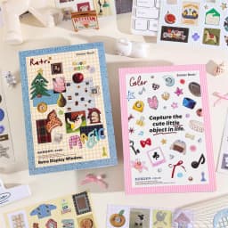 50 Sheets Retro Cartoon Sticker Book Paper Aesthetic Decals for Journaling Scrapbooking Laptop Water Bottle Planner Accessories