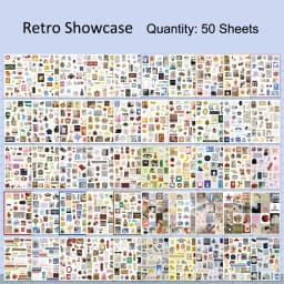 50 Sheets Retro Cartoon Sticker Book Paper Aesthetic Decals for Journaling Scrapbooking Laptop Water Bottle Planner Accessories