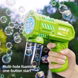 6 Holes Bubble Machine Electric Bubble Gun with Light Automatic Bubble Blowing Toys Kids Soap Blower Summer Outdoor Game Toy