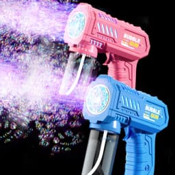 6 Holes Bubble Machine Electric Bubble Gun with Light Automatic Bubble Blowing Toys Kids Soap Blower Summer Outdoor Game Toy