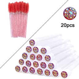 20Pcs Eyelash Extension Brushes With Tubes Lash Mascara Wands Eyebrow Comb Spoolies Container Disposable Makeup Tool Applicator