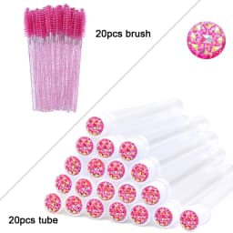 20Pcs Eyelash Extension Brushes With Tubes Lash Mascara Wands Eyebrow Comb Spoolies Container Disposable Makeup Tool Applicator