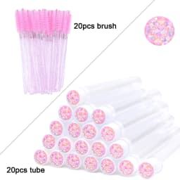 20Pcs Eyelash Extension Brushes With Tubes Lash Mascara Wands Eyebrow Comb Spoolies Container Disposable Makeup Tool Applicator