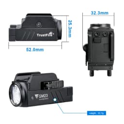 Trustfire GM23 Pistol Light Tactical 800 Lumen Rail Mounted Quick Release USB Rechargeable Led Flashlight for Glock 17 19