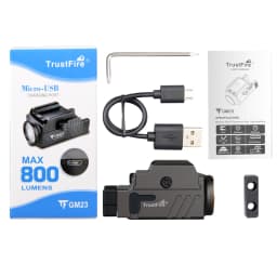 Trustfire GM23 Pistol Light Tactical 800 Lumen Rail Mounted Quick Release USB Rechargeable Led Flashlight for Glock 17 19