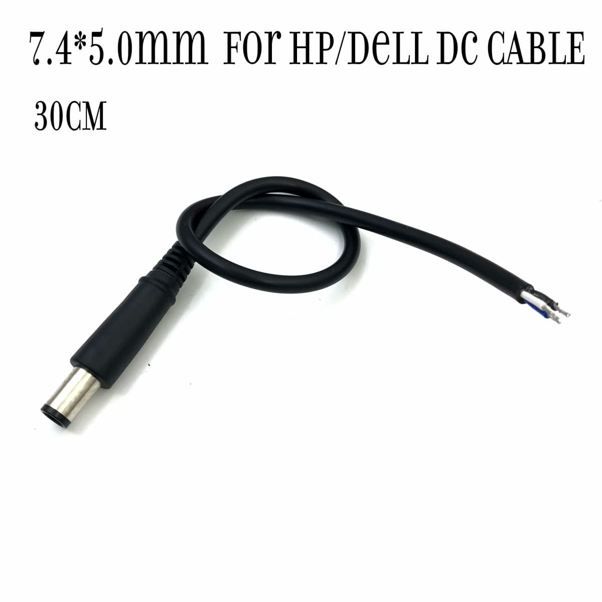 DC repair cable 7.4*5.0mm Power Plug Socket Connector with pin For hp /Dell 30cm For Notebook PC Charger 2pin 3pin 20Awg 18AWG