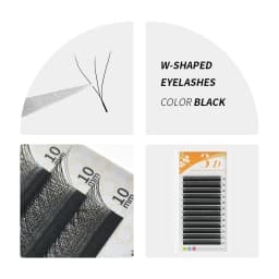 GAHAMACA W-Shape Eyelash Extensions C/D/L/LU Curl Premade Volume Fans Soft Natural False Eyelashes For Professional Eye Makeup