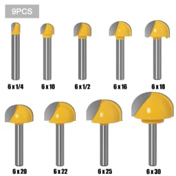 6mm Shank 6,8,12,16,18,20,22mm CNC Tools Solid Carbide Round Nose Bits Round Nose Cove Core Box Router Bit Shaker Cutter Tools