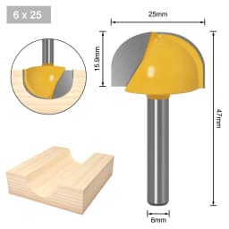 6mm Shank 6,8,12,16,18,20,22mm CNC Tools Solid Carbide Round Nose Bits Round Nose Cove Core Box Router Bit Shaker Cutter Tools