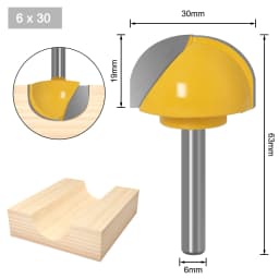 6mm Shank 6,8,12,16,18,20,22mm CNC Tools Solid Carbide Round Nose Bits Round Nose Cove Core Box Router Bit Shaker Cutter Tools