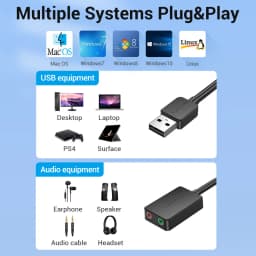 Vention Sound Card USB to 3.5mm Audio Interface Adapter External Sound Card for PC Laptop PS4 Headset Microphone USB Sound Card